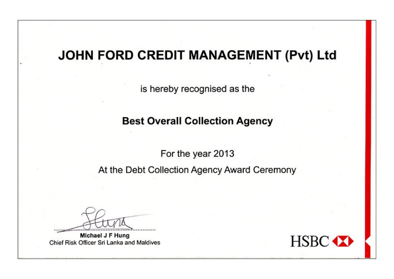 HSBC Best Overall Collection Agency 2013