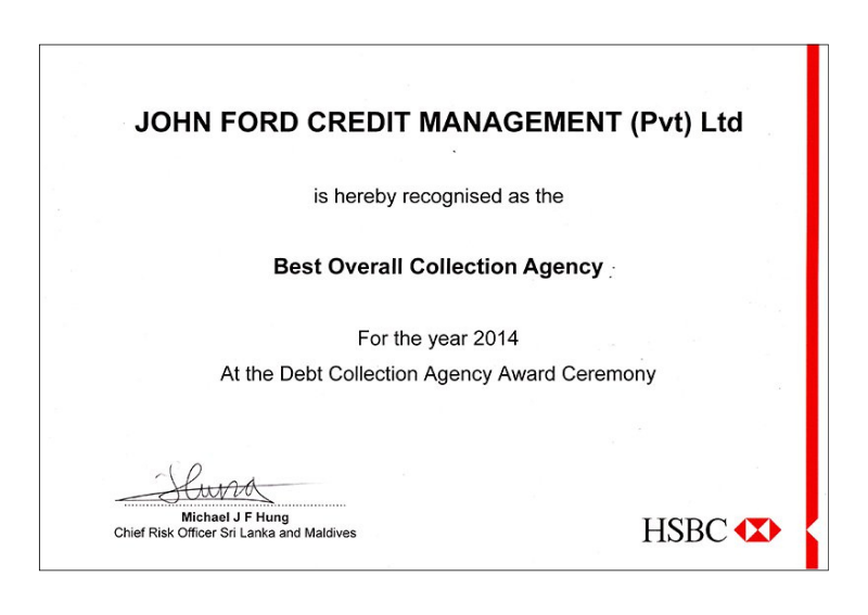 HSBC Best Overall Collection Agency 2014